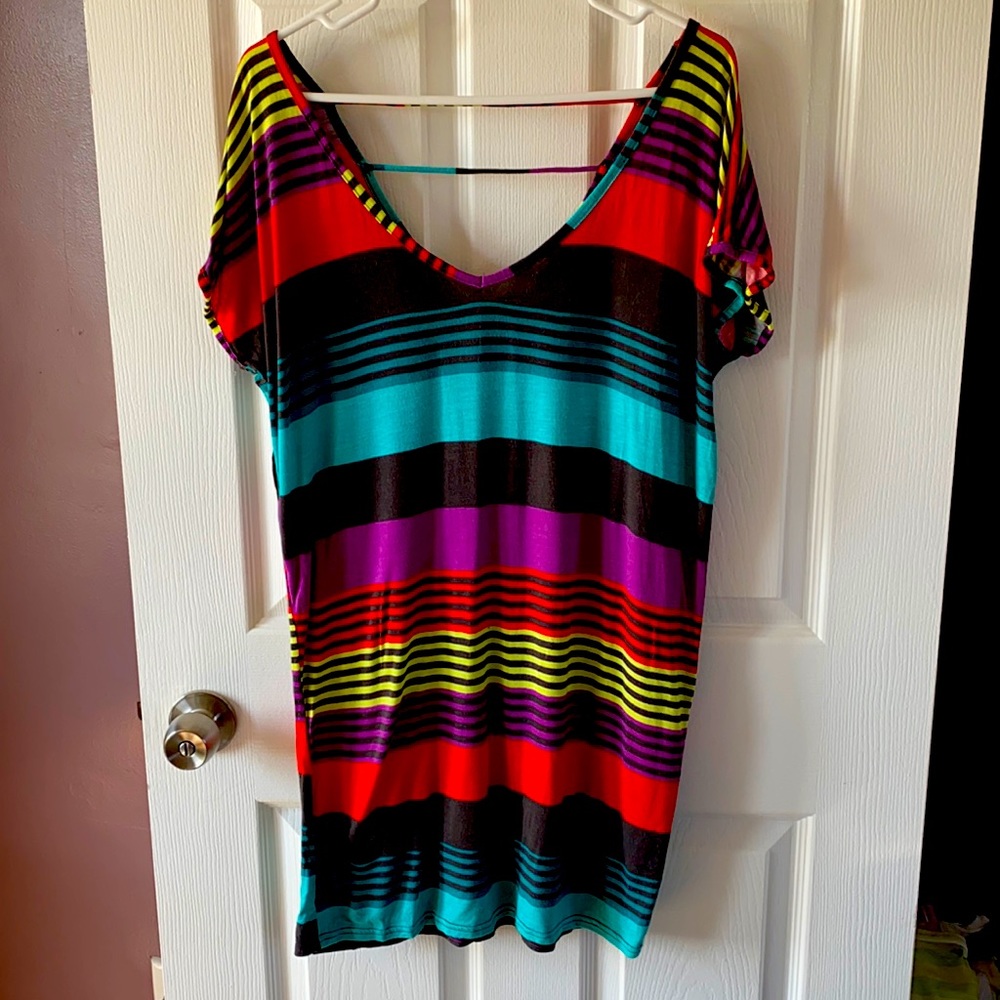 Beach cover-up colorful stripes size L